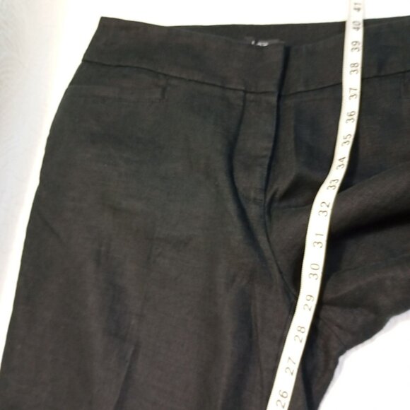 Ann Taylor LOFT 100% Linen Pants Petites Black Julie Wide-leg Size 10P Womens - Picture 9 of 11